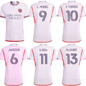 Hommes 11 Maillots de football OJEDA 24-25 SC Orlando City 10 TORRES 13 McGUIRE 77 ANGULO 7 ENRIQUE 14 LODEIRO 16 CARTAGENA 5 ARAUJO 17 THORHALLSSON 3 SANTOS Kits de maillots de football