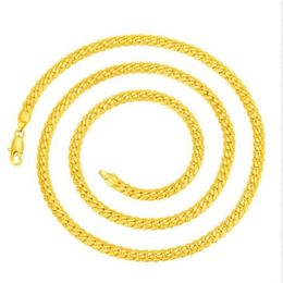 Collar de cadena de espiga de Italia chapado en oro estampado de 14KGP para hombre, 6 mm, 60 cm243s