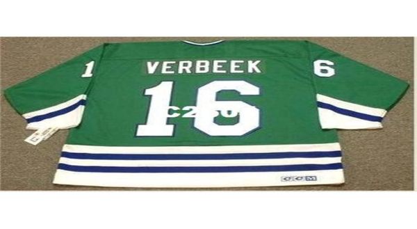 Hombres 16 PAT VERBEEK Hartford Whalers 1989 CCM RETRO Jersey de hockey visitante o personalizado cualquier nombre o número Jersey retro1939220