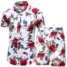 Men 2 pièces Set Summer Shorts Set Man Imprimé Shirt and Shorts Set Place Wear Board Shorts Hawaiian Set Clothing Fashion 240408