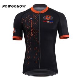 Hommes 2017 maillot de cyclisme drapeau de l'équipe nationale des Pays-Bas noir néerlandais vêtements de vélo vêtements de vélo course équitation vtt route sportwear217K