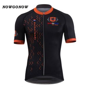 Heren wielertrui 2017 Nederlandse nationale ploeg vlag zwart Nederlands Holland kleding fietskleding racen mtb weg sportwear294L