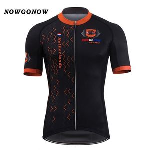 Men 2017 Cycling Jersey Pays-Bas Dapour de l'équipe nationale noire néerlandais Holland Vêtements de vélo de course Racing Riding Mtb Road Sportwear247d