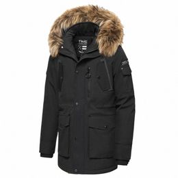 hommes 2020 hiver nouveau col en fausse fourrure décontractée LG épais Parkas veste manteau hommes vêtements d'extérieur poches à capuche vestes imperméables Parka hommes n1qY #