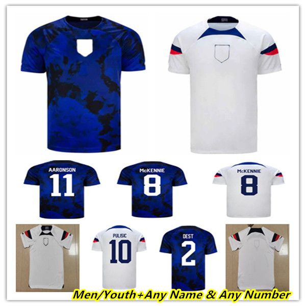 Hombres 2022 Estados Unidos Copa del Mundo de América Camisetas de fútbol PULISIC DEST MCKENNIE ADAMS REYNA WEAH MORGAN RAPINOE USMNT LLETGET Uniformes de camiseta de fútbol de Estados Unidos