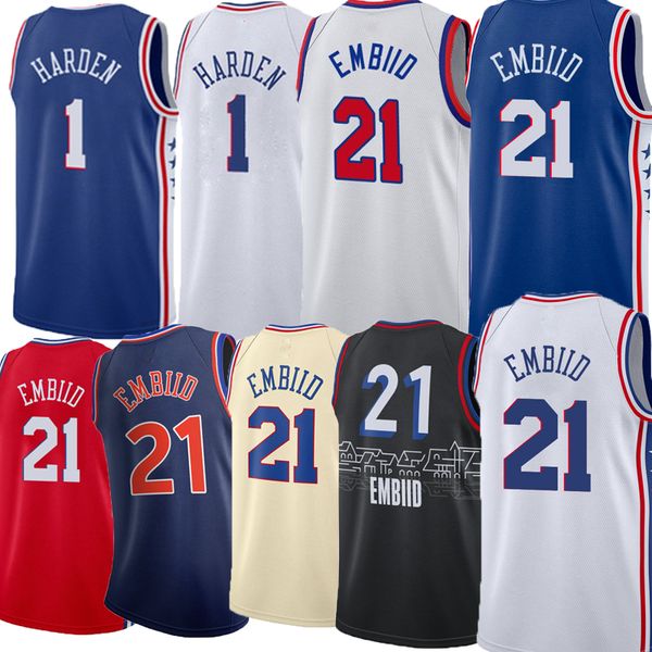 Hommes 21 Joel Embiid 1 Harden City Basketball Jersey Hommes 0 Tyrese Maxey 20 Georges Niang 7 Isaiah Joe 3 Allen Iverson Tobias Harris 12 Danny Green Shirt Maillots