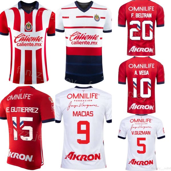 Hombres 23-24 CD de fútbol Chivas Guadalajara 14 Ricardo Marin Jerseys Club Equipo 20 Fernando Beltrán 26 Cristian Calderón 25 Roberto Alvarado Miguel Jiménez Camisa de fútbol