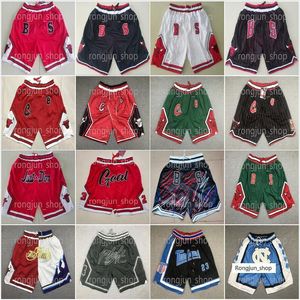 Hommes 23 Michael Basketball Shorts JustDon Short Hip Pop Sport Wear Pantalon avec poche zippée Pantalon de survêtement Bleu Blanc Noir Rouge Violet Cousu Taille S-XXL