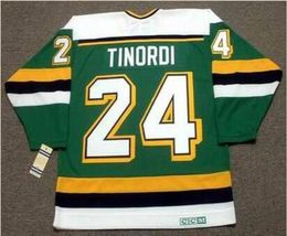 Mannen 24 MARK TINORDI Minnesota North Stars 1989 CCM Vintage Home Hockey Jersey of aangepaste naam of nummer retro Jersey1638360