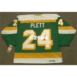 Mannen # 24 Willi Plett Minnesota North Stars 1983 CCM Vintage Retro Hockey Jersey of Custom Elke naam of nummer Retro Jersey