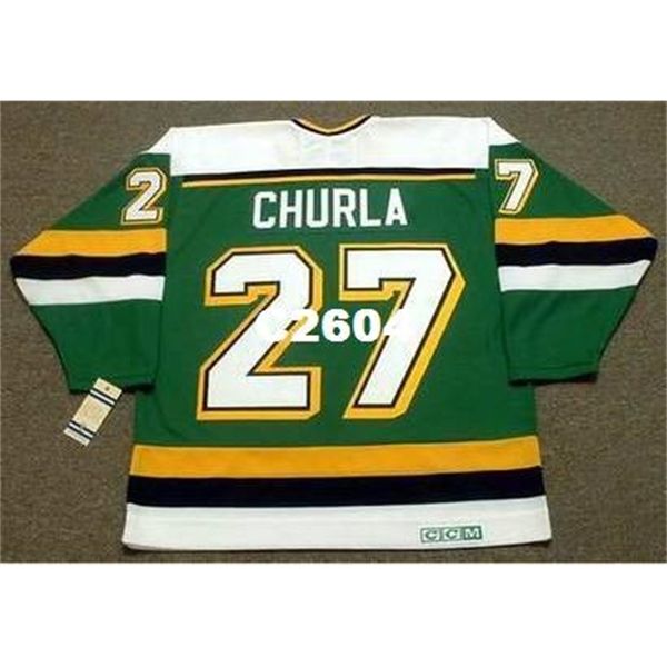 Hommes # 27 SHANE CHURLA Minnesota North Stars 1989 CCM Vintage RETRO Hockey Jersey ou personnalisé n'importe quel nom ou numéro rétro Jersey