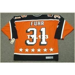 Men #31 Grant Fuhr 1984 Campbell "All Star" CCM Vintage Home Hockey Jersey of Custom enige naam of nummer retro jersey