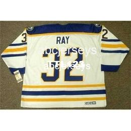 hommes # 32 ROB RAY 1992 CCM Vintage Retro Away Hockey Jersey ajouter n'importe quel numéro de nom