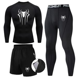 Mannen 3Pc Set Winter Thermisch Ondergoed Compressie Sportpak Lange Onderbroek Kleding Running Trainingspak Slijtage Oefening Workout Panty 240304