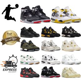 Envío gratis Hombres 4 Zapatos de baloncesto 4s Zapatillas de deporte para mujer Militar Gato negro Vela Bred Reimaginado Trueno blanco rojo Medio Oliva Dinero puro jumpman 4 entrenadores deportivos