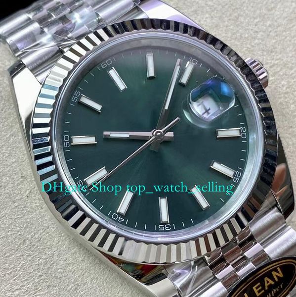 Hombres 41 mm Reloj de estilo nuevo para hombres Esfera verde menta Bisel estriado Pulsera de acero 904L Cierre plegable Movimiento limpio Cal.3235 Relojes mecánicos automáticos para hombres