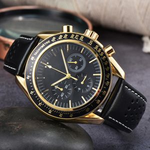 Montre à Quartz pour hommes, 43mm, sport de luxe, fonctionnalité complète, chronographe, Date, montre-bracelet en cuir pour hommes d'affaires