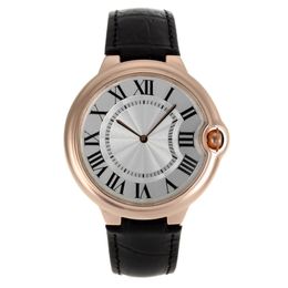 Mannen 46 mm Designer Bekijk hoogwaardige kwartsbeweging Roman met zwarte lederen dial implementatie gesp voor heren horloges Smart Gift Automatic Cart Beautiful Present