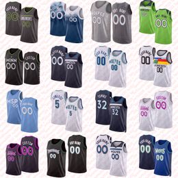 Men 5 Anthony Edwards Rudy Gobert Karl-Anthony Towns Basketball Jersey Naz Reid Timberwolve Dangelo Russell Wendell Moore Jr. Jaden McDaniels 2024 City Mike Conley