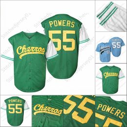 Hommes 55 Kenny Powers Charros Movie Baseball Jersey Cousu hommes femmes jeunes