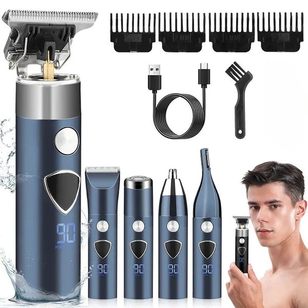 Hommes 5IN1 Coiffeur multifonctionnel Coiffre de serre de serre de serre rasage de cheveux Set Scouving Ciseaux électriques 240408