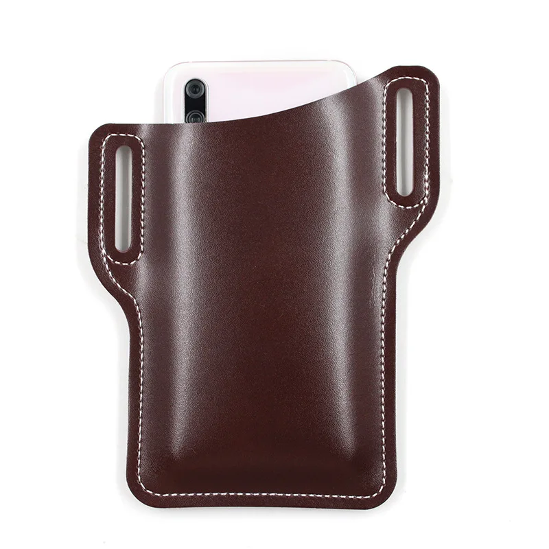 Men 6.5inch Cell Phone Belt Pack Accessories Protective Case EDC Bag PU Leather Waist Purse Storage Pouch Under Carry Holster