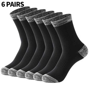 Chaussettes longues pour hommes, Lot de 6 paires, de haute qualité, décontractées, noires, de sport, blanches, grande taille EU 38-48