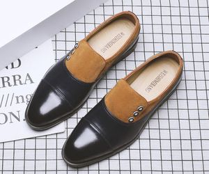 Men 9244 Designer Business Dress Lederen Loafers Slip-on Britse stijl Gentleman ronde tenen flats feestje trouwschoenen nieuw seizoen