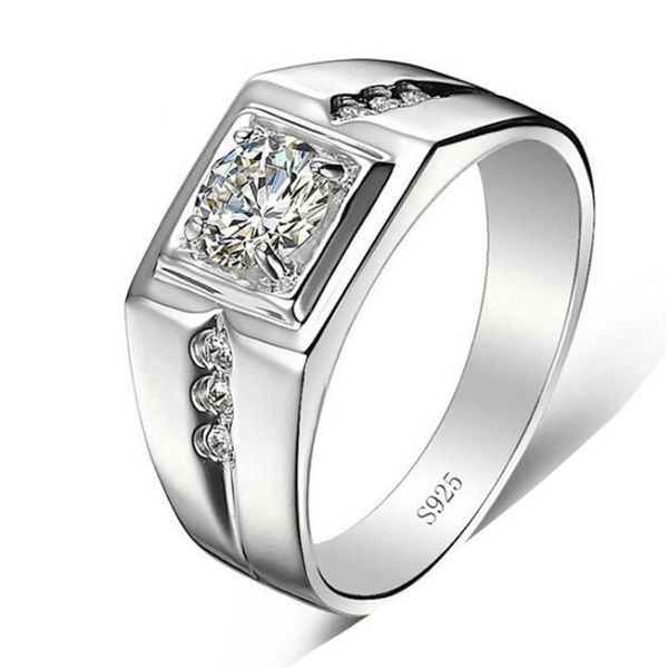 Bagues de mariage en argent Sterling 925 pour hommes, diamant CZ 0.5 Ct, bijoux fins de fiançailles pour femmes