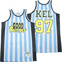 Men # 97 bon burger basketball Kel Mitchell Jersey Stripe White Color Team Breathable Sport Pure Cotton Ed et broderie Top Quality en vente