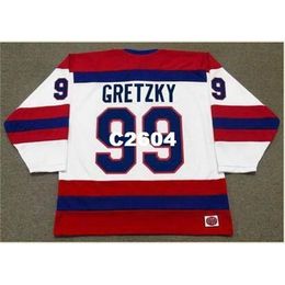 Mannen # 99 Wayne Gretzky Indianapolis Racers K1 1978 Wha Retro Hockey Jersey of Custom Elke naam of nummer Retro Jersey