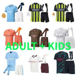 Mannen voor volwassen kinderen Kit 2024 2025 Mancheste Man City Haaland voetbaljerseys J.Alvarez Ederson 23 24 25 De Bruyne Mans Cities Grealiseerd Edererson Mahrez Foden voetbalshirt