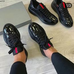 Hommes America'S Cup Xl baskets en cuir de haute qualité brevet plat formateurs noir maille à lacets chaussures décontractées extérieur coureur MKJL qx11600000004