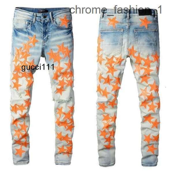 Hommes amirlies suis amis imiri amiiri Jeans de créateur de mode hommes cassés amari hip hop haute rue marque cyclisme moto broderie près du corps amirl Slim Pen 242F