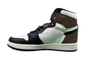 Men en Girl 1S Dark Mocha High Shoes Bruin Black Wit Basketball Sneakers