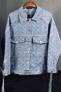 Mannen en Momen Revers 23SS herfst/winter nieuw denim waterwasshirt Pocket Warme jassen shirt Bloem jacquard gewassen Monogram vintage jas