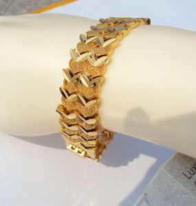 Bracelet à maillons larges en or jaune fin 24 carats 24 carats pour hommes et femmes, 26 grammes, pour dames, S736