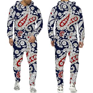 Hommes et femmes imprimés en 3D coloré fleur de cajou vêtements décontractés loup mode sweat à capuche et pantalon exercice Suit001