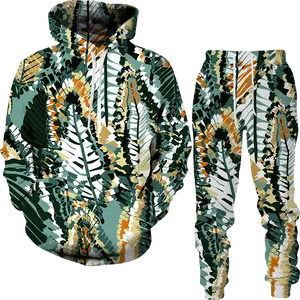 Hommes et femmes imprimés en 3D coloré Trippy mauvaises herbes vêtements décontractés loup mode sweat à capuche et pantalon costume d'exercice 006