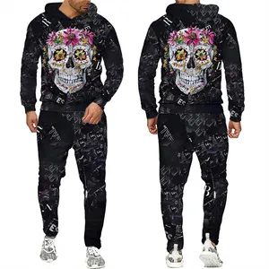 Hommes et femmes imprimé 3D fantaisie plante champignon vêtements décontractés loup mode sweat à capuche et pantalon exercice Suit002