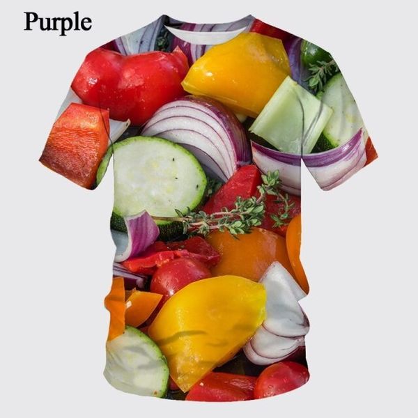 Hombres y mujeres 3D manga corta Spoof de fresa Fun Realistic Food Food Food Tee Camiseta Camiseta informal de verano