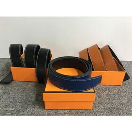 Mannen en vrouwen riemen gouden zilveren Hbuckle riem met mode grote letters gesp lederen top hoge kwaliteit 7 kleuren 3,8 cm kleine box282d