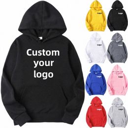 Mannen en Vrouwen DIY Gedrukt Sweatshirt Met Capuchon Losse Trui Lente Herfst Winter Cott Pas uw logo Hoodie S-4XL d09f #