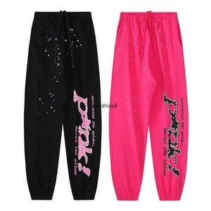 Hombres y mujeres Pantalones de moda Pantalones de chándal Young Thug Celebrity Mismo estilo Sp5der 555555pink Terry Casual Leggings Sn1i