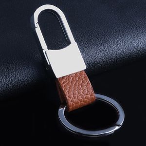 Mannen en vrouwen geschenken hoogwaardige echte lederen sleutelhangers Classic Design Metal Car Key Chain