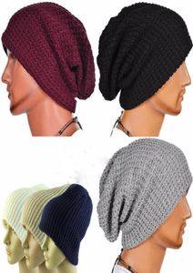 Mannen en vrouwen hoed katoen gestreepte hiphop winter warme hoed sjaalbonen brei lang losse hoedhoofdress8698467