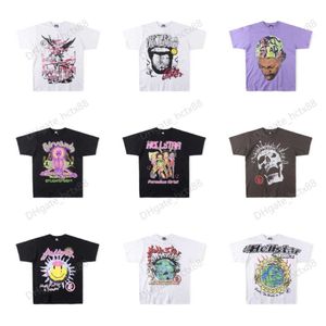 hombres y mujeres Hellstar Studios Nailed Skull Print Tee Trendy Hip-Hop Mangas cortas Hombre Mujer Camisas Unisex Algodón Tops Hombres Camisetas Summer Loose Tee Rock Outfits c1