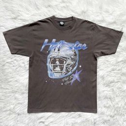 hommes et femmes Hellstar Studios Tee Skull Crack ins T-shirt à manches courtes pour hommes et femmes de la même tendance européenne et américaine High Street
