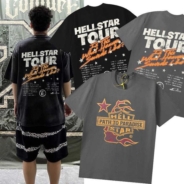 hommes et femmes HELLSTAR TOUR American Fashion Loose Teenage Couple Spring/Summer Leisure Domestic Sales Round Neck Short Sleeve