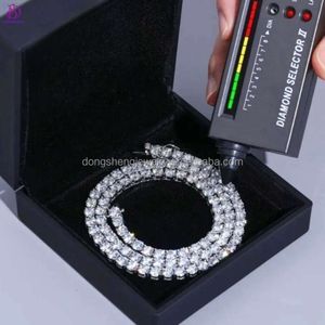 Collar de joyería de moda de alta calidad para hombres y mujeres, botón de dragón de 5mm y 6mm, cadena de tenis de moissamita Vvs con diamantes de plata 925